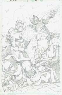 Patrick Scherberger - what if? Newer fantastic four #1 p 25 splash (wolverine cuts thanos‘s infinity gauntlet arm right off! ) 2008