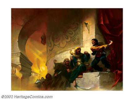 Ken Kelly - Original Painting (1977). This fabulous painting shows a Sinbad-type warrior trying to ward off a - | Heritage