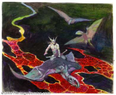 Frank Frazetta - Original Preliminary Painting, "Thor’s Flight" (undated). Frazetta typically began a - | Heritage