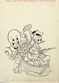 Tony Strobl (attributed) - Original Art for Donald Duck #200 (Gold Key, 1978). Fisherman Donald Duck is -