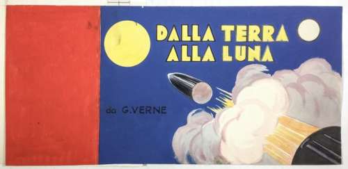 Natoli, Domenico | 24 x original pages + Original drawing  - Dalla terra alla Luna  - Full story  - (1955) | Catawiki