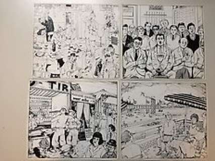 Buth - 4 Original drawing - De Malcontenten - Feestje / Biljart / Het Schietkraam / De Zwemkom | Catawiki