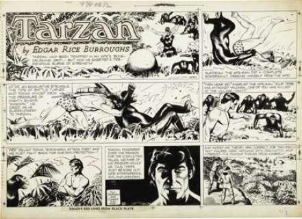 John Celardo Tarzan Sunday Comic Strip Original Art, dated 3-27-54 (United Feature Syndicate, 1954). The -