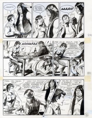Gallieno Ferri | Tavola originale per Zagor 230 Zenith 281 ‘Le cinque piume’. Cm. 29 x 36 circa. Anno di esecuzione 1984. Pag. 88. | Art e Fumetto