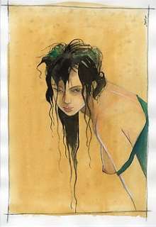 Jung - 1 Original colour drawing - Nu de profil sur fond jaune | Catawiki