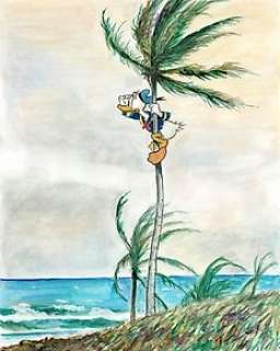 Tony Fernandez - Donald Duck Inspired By Winslow Homer’s "Palm Tree" (1898) - Watercolor Painting - 46 x 33 cm | Catawiki