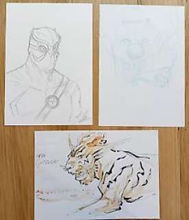 Andrés Guinaldo / Mateo Guerrero / Dogjaursreily - 3 Original drawing - Batman, Beast - Talon (The Court of Owls) - Amrath (Beast) - Terrofic Clown - Originals Artworks