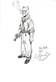 Guarnido, Juanjo | Blacksad Dessin dédicace pleine page au feutre, signée | Cornette de St Cyr