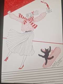 De Spiegeleer, Chantal - 1 Original colour drawing - Danseuse et son chat - 1982