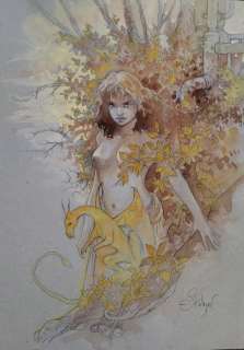 Stalner, Eric - 1 Original colour drawing - Roman de Malemort - Nue au dragonet | Catawiki
