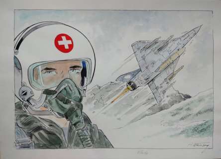 Weinberg, Albert - 1 Original colour drawing - Dan Cooper - Pilote Suisse | Catawiki