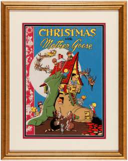 C.C. BECK "CHRISTMAS WITH MOTHER GOOSE" FRAMED ORIGINAL COMIC COVER RE-CREATION ART. | Hake’s