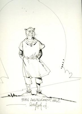 Lot 42 - CONVARD didier Dessin au feutre N et B Chats 2001 Dargaud A4
