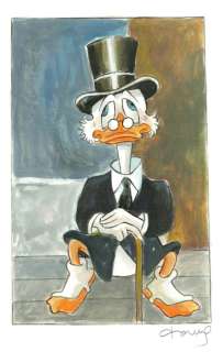 Tony Fernandez - Scrooge McDuck Inspired By Amadeo Modigliani’s "Seated Man with a Cane" (1918) - Original Painting | Catawiki