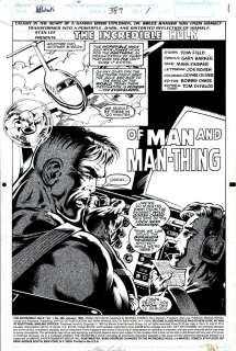 Mark Farmer Gary Barker - Incredible Hulk #389 P 1 Splash (Mark Farmer Inks! Hulk & Rick Jones Get Ready To Battle the Man-Thing Soon!) 1991