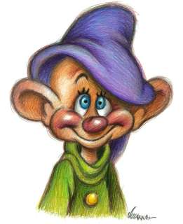 Joan Vizcarra - Dopey Portrait [Snow White and the Seven Dwarfs] - Original Pencil Drawing - Hand Signed | Catawiki