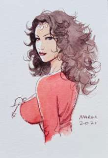 Marini, Enrico - 1 Original colour drawing - Le Scorpion - La belle Mejai - 2021 | Catawiki