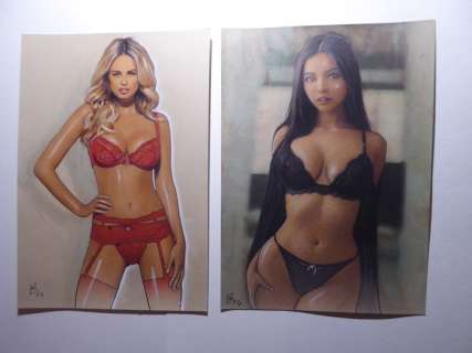 Le Hénanff, Fabrice - 2 Original colour drawing - Pin Up - 2024 | Catawiki