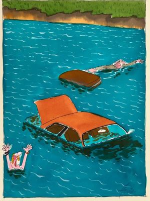 Hoviv - 1 Original colour drawing - Tout feu tout femme - 1973 | Catawiki
