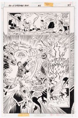 Lot 65 - CHARITY AUCTION ED HANNIGAN ADVENTURES OF SUPERMAN ANNUAL #5 COMIC BOOK PAGE ORIGINAL ART. | Hake’s