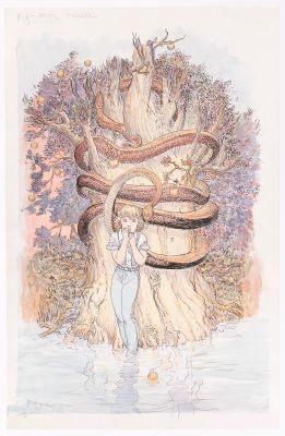 Lot 139 - MICHAEL WILLIAM KALUTA MEMORIAL #5 COMIC BOOK COVER ELEMENTS ORIGINAL ART. | Hake’s