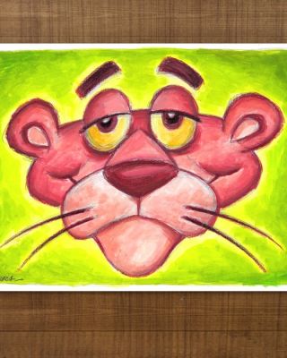 Joan Vizcarra - Œuvre originale - Pink Panther Close-Up – Hand Signed | Catawiki