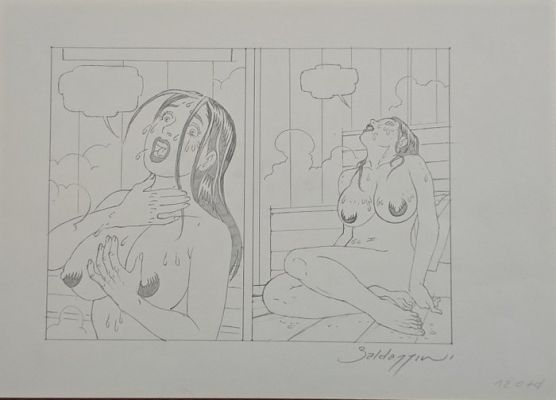 Baldazzini, Roberto - 1 Original drawing - "Shower time" | Catawiki