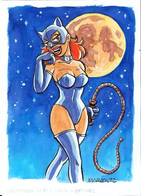 Joan C. Marco | Original drawing: Cat girl – Marco | Origin Of Comics