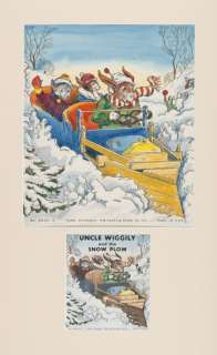 "UNCLE WIGGILY AND THE SNOW PLOW" BOOK COVER ORIGINAL ART FRAMED DISPLAY. | Hake’s