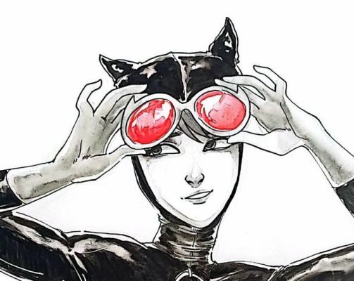 Namé - 1 Original colour drawing - Black Cat | Catawiki