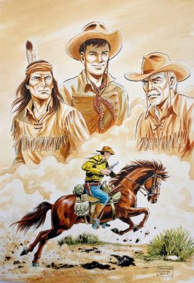 Della Monica, Raffaele - 1 Original colour drawing - Tex - Pards - 2025