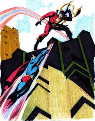 Rude, Steve – Superman vs Captain Marvel Commission! | Comic Book Art Gallery