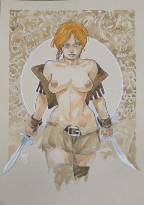 Fabrice Meddour - 1 Original drawing - Guerrières Celtes | Catawiki