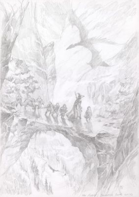 Didier Graffet - The Hobbit - Crayonné original de recherche de la couverture de J.R.R. Tolkien.