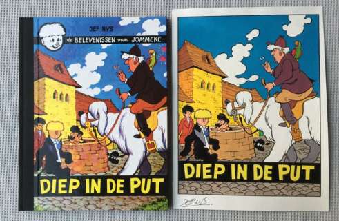 Studio Nys | Original cover in colour + deluxe  - Jommeke  - Diep in de put  - Large-size hc with cloth spine  - 1st edition reissue  - (2003) | Catawiki