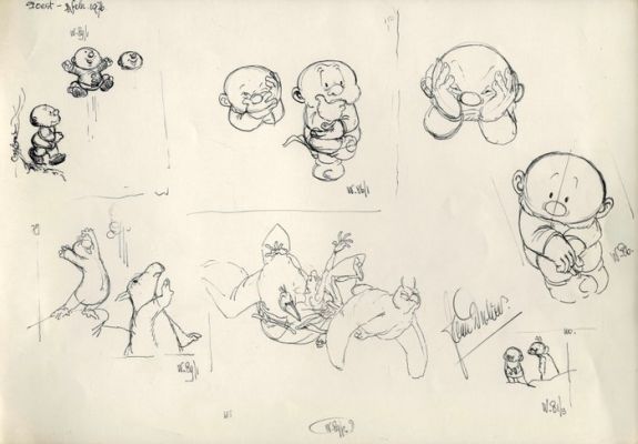 Dulieu, Jean - 1 dessin original - Paulus de Boskabouter - groot schetsvel - 1976