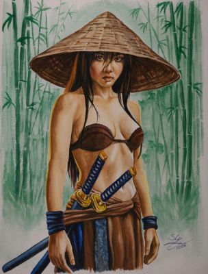 Sly - 1 Original drawing - Samural girl - Samural girl - 2026 | Catawiki