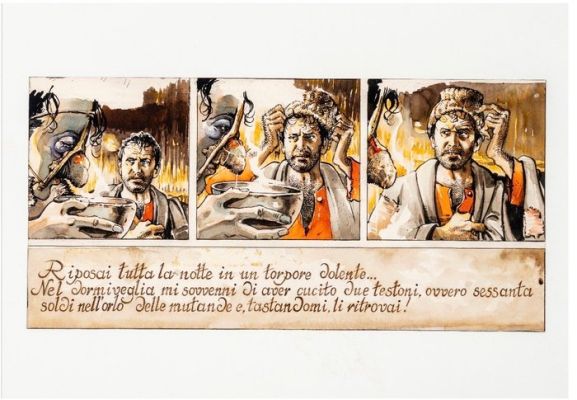 Sergio Tisselli - 1 Original colour drawing - Pignata - Magnus - Le avventure di Giuseppe Pignata - 35x24 cm | Catawiki
