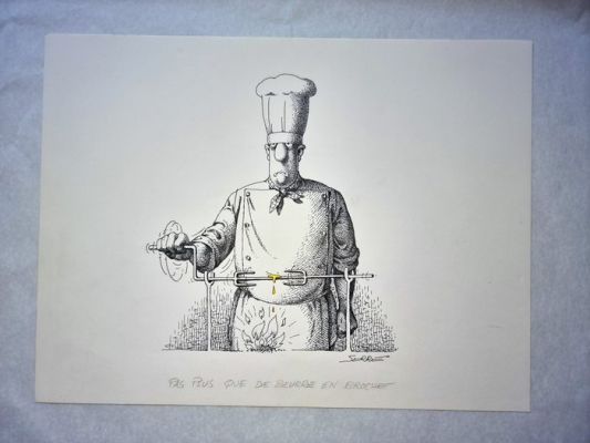Serre, Claude - 1 Original drawing - Le Beurre - « Pas plus que de beurre en broche» - 1994 | Catawiki