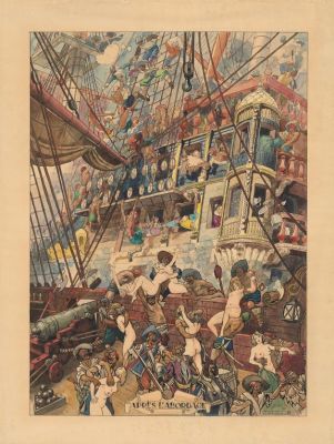 Raymond Cazanave - Illustration originale, "Après l‘abordage"