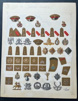 Funcken, Fred & Liliane - 1 Original drawing - L’uniforme et les Armes - Grande Bretagne - Grades et insignes - 1969 | Catawiki