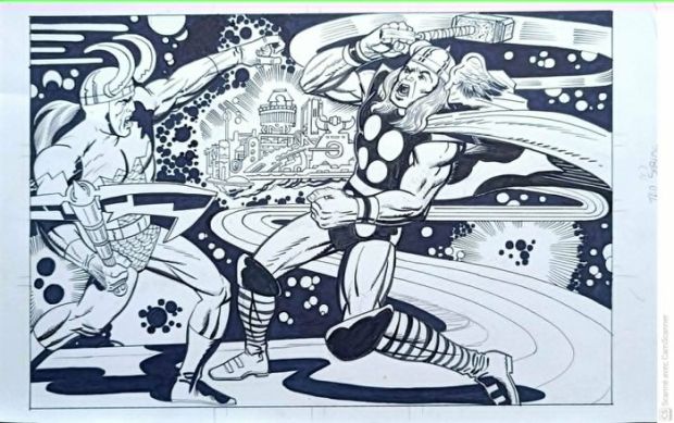 Angel Gabriele - 1 Original drawing - Thor vs Loki | Catawiki