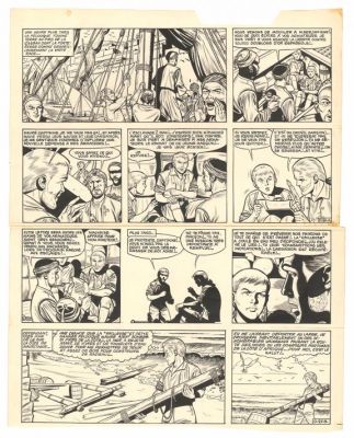 Victor Hubinon | Planche originale n°27 - Défi au Roy - Barbe-Rouge | Daniel Maghen