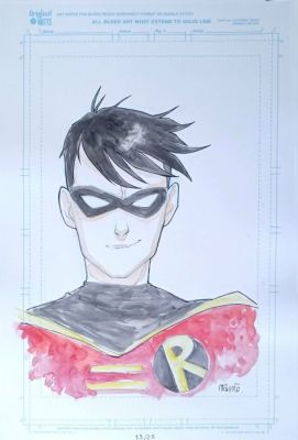 Namé - 1 Original colour drawing - Robin - Peinture | Catawiki