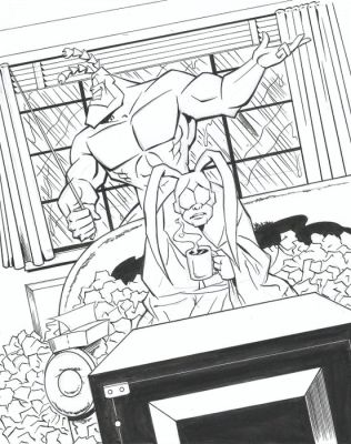Mike DeCarlo & Michael Patrick Duggan - 1 Original cover - Fox Kids Funhouse - The Tick: Raw, Uncooked Justice! | Ben Edlund - 1997 | Catawiki