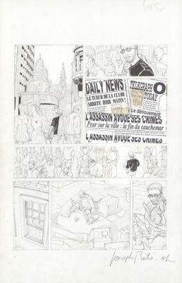 Joseph Béhé (Griesmar) | Planche originale n°44. Impression collée en case 3 et rustine en case 4 - Menaces de mort | Daniel Maghen