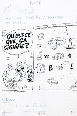 Motti, Michel - 1 Original drawing - Pif et Hercule - Aide donc Farfouille à décrypter ces graffittis - 1980’s | Catawiki