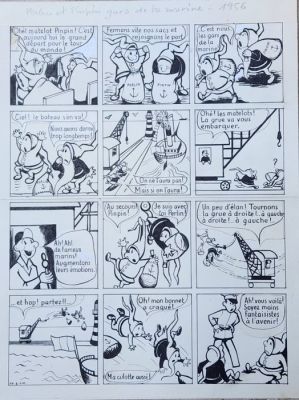 Cuvillier, Maurice Original page + mise en couleur - Perlin et Pinpin - 1956 | Catawiki
