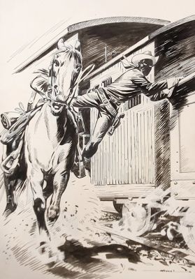 Muzzi, Virgilio - 1 Original drawing - Tex Willer - Il Cavaliere Nero! | Catawiki