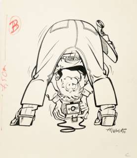 Gilbert TIBET (1931 - 2010). Kid Ordinn. Dessin Ã  l’encre de chine. H: 18 cm x L: 16 [...] | Arthema Auction